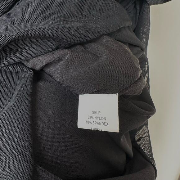 Amanda Uprichard Nellia Dress Black Ivory Rose Ruched Minidress Size M - Picture 7 of 7